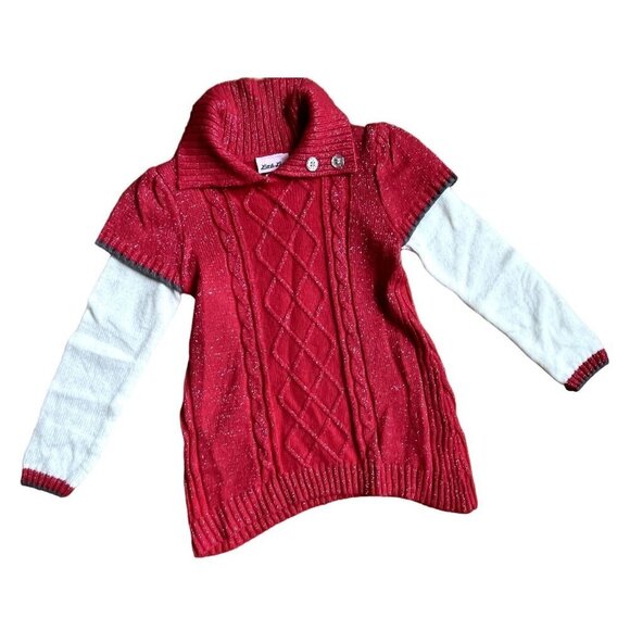 Little Lass Other - Little Lass Kids Red Sparkle Sweater 6